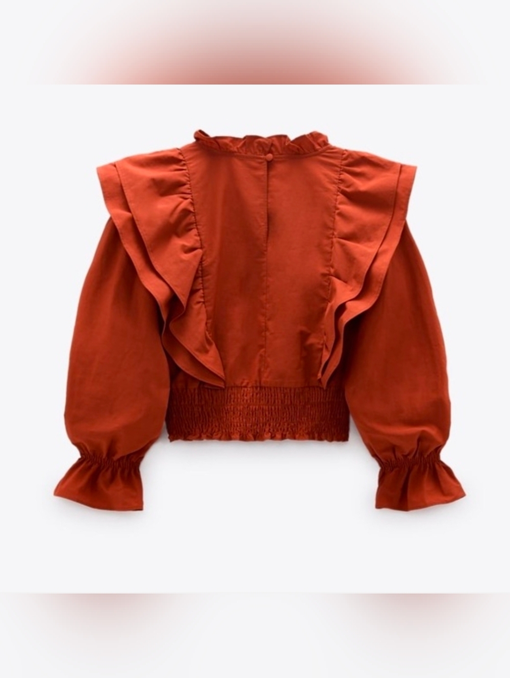 Zara Rust Ruffled Crop Blouse - Picture 3 of 9